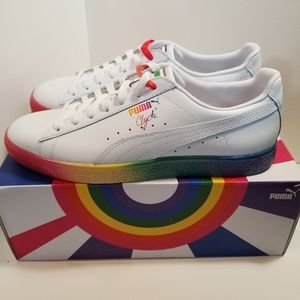 12 White Rainbow Puma Clyde Pride Men's Shoes